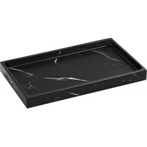 Plateau de Salle de Bain en r&eacute;sine, pour Commode, Bijoux, &eacute;vier de Cuisine, Parfum, Bougies, Savon, Serviette, Plantes, Accessoires de Salle de Bain (Taille M, Noir d`Encre Mat) - Neuf
