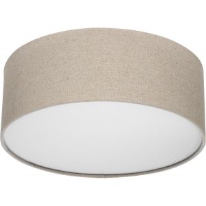 Subzonal-Plafonnier Led - Plafonnier Pour Chambre &Agrave; Coucher, Salon Et Cuisine, Rond, 30 Cm, Avec Abat-Jour En Tissu Au Look Vintage, Taupe - Neuf