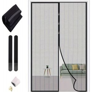 Door Mosquito Net, With Strong Magnetic Strip, Soft Screen Door Curtain For Fresh Air In, Pet Friendly Magnetic Door Curtain (Black, 90 X - Neuf