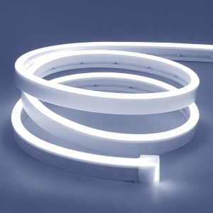 Bande Led 1m, Bande Néon Blanche 12v 6000k Dimmable, Flexible Et Étanche Ip67, Bande Led Silicone Diy Avec Alimentation Et Contrôleur Pour Décoration Intérieure Et Extérieure - Neuf