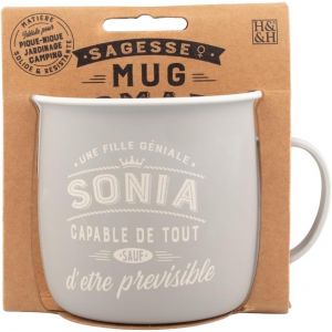 Eryi-- Mug À Thé Et Café Personnalisé Sonia - Cadeau Pour Femme, Gris - Neuf