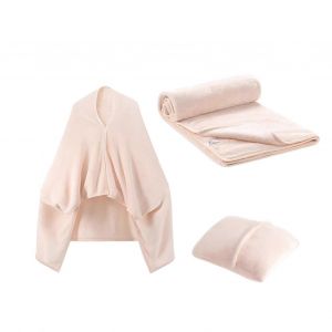 Voyage La Couverture Et L'oreiller Avion Compatible Doux Ch&acirc;le Style De La Flanelle L&eacute;g&egrave;re Blanc Pour Les Femmes Et Les Hommes - Neuf