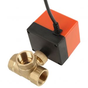Vanne a boisseau spherique motorisee en laiton a 3 voies AC 220 V G3/4" DN20 pour climatiseur - Neuf