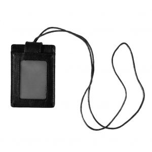 Porte-badge d'identification anti-RFID, portefeuille en cuir de vache, materiel de couture, sangles amovibles (noir) - Neuf