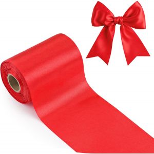 Ruban De Satin Rouge 10 Cm X 20m: Ruban Cadeau Large Bolduc Rouge Pour Une Grande Ouverture,Découpe,Cérémonie,N?Ud,Déco De Noel - Neuf