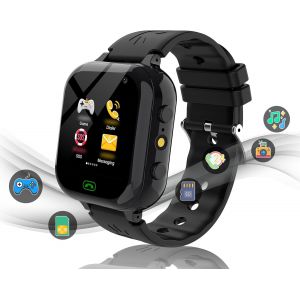 Montre Connectée Enfant avec Carte SIM Montre Telephone avec Sim Appel SMS SOS 25 Jeux Appareil Photo Podomètre Réveil Montre Connectée avec Carte Sim Cadeaux de Noël Pour Garçons Filles Bleu - Neuf