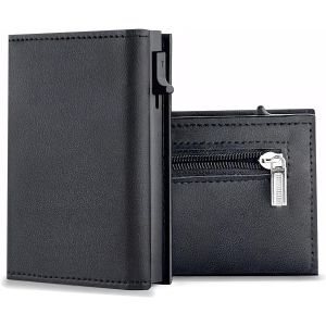 Senior-Portefeuille Homme Rfid, Porte-Carte 10 Cr&eacute;dits, Petit Porte-Monnaie Homme En Cuir Avec Poche &Agrave; Billets Et Pi&egrave;ces, Cadeau F&ecirc;te Des P&egrave;res - Noir[L234] - Neuf