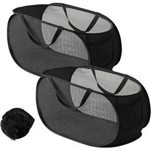 MEVRONISSHOP-Corbeille a Linge, 2 pi&egrave;ces Corbeille a Linge Pliable Pop Up Laundry Baskets Corbeille a Linge Sale Avec Poche Lat&eacute;rale pour Chambre Salle de Bain Voyage Chambre D'enfant, Noir - Neuf