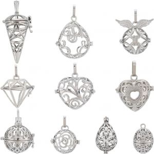 Kal-Pcs Collier Porte-Pierre Breloques M&eacute;daillon En Argent Pendentifs Cage En Vrac Breloques Vintage Cage M&eacute;daillon Diffuseur De Parfum M&eacute;daillon Pendentifs Boule Pendentif Pour La Fabrication - Neuf