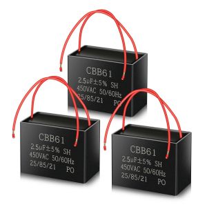 CBB61 450V AC 2.5uf 50/60HZ condensateur de démarrage,condensateur de moteur AC,convient pour ventilateur de plafond,ventilateur,hottes de cuisine(3 unités) - Neuf