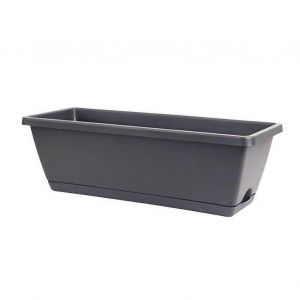 Jardini&egrave;re Rectangulaire Pots De Plantation De Fleurs Et De L&eacute;gumes En Plastique Bacs De Plantes Pour Balcon Maison Gris Fonc&eacute; 43x19cm/16.7x7.5in - Neuf