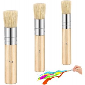 Chenquansarl-Lot De 3 Pinceaux En Bois &Agrave; Poils Naturels Pour Peinture Acrylique, Peinture &Agrave; L'huile, Aquarelle, Fabrication De Cartes, Projets D'artisanat Artistiques, 3 Tailles - Neuf