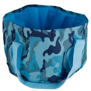 Lavabo Pliable Portable En Peva De 12,5 L Pour La Peche Et Le Camping (Camouflage Bleu) - Neuf