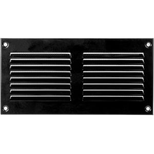 Grille d'aération noire de 20 x 10 cm - Grilles d'air à retour en acier - pour plafond et paroi latérale - CVC - avec écran de protection contre les insectes (200 x 100 mm, noir) - Neuf