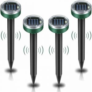 Répulsif solaire anti-taupes de 26,5 cm, 4 pièces, répulsif ultrasons anti-nuisibles, anti-taupes avec étanchéité IP65, imperméable, anti-taupes pour le jardin - Neuf