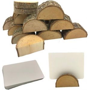 Lot de 20 Stands en Bois Naturel Support Photo Carte Nom Place Carte Numéro Table,Lot de 30 Cartes de Papier Kraft pour Mariage Anniversaire fête - Neuf