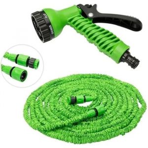 Jardin Pelouse Tuyau d arrosage extensible de 20m à 40m- Tuyau rétractable avec pistolet 7 jets -Tuyau Buse Tete d'arrodage -Vert - Neuf