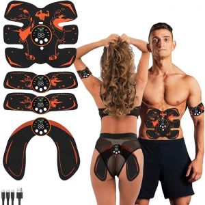 Asfasfq-Electrostimulateur Musculaire, Abdos Appareil Electrostimulation Ceinture Abdominale Electrostimulation Écran Lcd Rechargeable Usb Ems Femme Homme Pour Abdomen/Bras/Jambes - Neuf