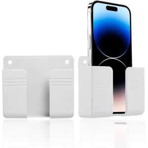 Lot De 2 Supports Muraux Autocollants Pour T&eacute;l&eacute;phone Portable, Support De Chargeur De T&eacute;l&eacute;phone Portable, &Eacute;tag&egrave;re De Chevet Adh&eacute;sive Pour Chargeur, T&eacute;l&eacute;commande Tv, Bo&icirc;te De Rangement Univer[Z1631] - Neuf