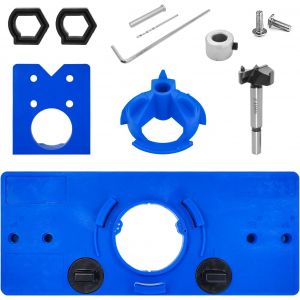 Gabarit de Percage Charniere Set, 35mm Bleu Guide Percage Menuiserie Outillage, Charni&egrave;re Gabarit Ensembles R&eacute;glable, pour Percer des Trous Dans le Bois et le Plastique - Neuf