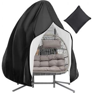 Ulteronixshop-Housse de chaise ?uf 210D imperm&eacute;able robuste et r&eacute;sistante au vent avec sac de rangement &agrave; fermeture &eacute;clair pour chaise double de terrasse (noir, 200 x 230 cm) - Neuf