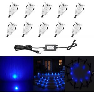 Ulteronixshop-Lot De 10 Lampe De Spot Led Mini &Oslash;18mm Eclairage Encastr&eacute; Inox Pour Terrasse Enterr&eacute; Plafonnier, Ip67 Etanche Dc12v Lumi&egrave;re Ext&eacute;rieure Pour Chemin Escalier Paysage Etape (Bleu) - Neuf