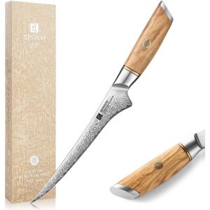 Mevronisshop-Acier En Poudre De Damas 17,8cm Couteau &Agrave; Filet,73 Couche Damas Acier De Couteau &Agrave; D&eacute;sosser Pour D&eacute;sosser Le Poisson Et La Viande,Couteaux &Agrave; Fileter Chef Professionnel-Poign&eacute;e En Bois D - Neuf