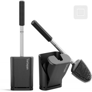 Brosse De Toilette En Silicone Noire Pour Wc : Nettobrosse Wc Tête De Brosse Flexible Pour Toilettes Salle De Bain Manche Long En Acier Inoxydable Brosses De Toilette Montage Mural Pour L'hygiène - Neuf
