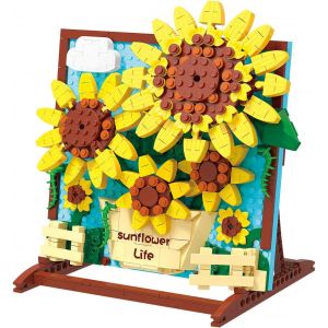 (Planche à dessin décorative Tournesol) Blocs de construction 580 pièces Kit de bouquet de fleurs artificielles Collection botanique pour la décoration de la maison, du bureau ou de la chambre Cadeau - Neuf