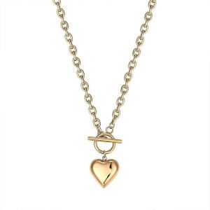 Collier Pendentif Imposant Pour Femme, Pendentif C?ur &Eacute;pais, Cha&icirc;ne Plaqu&eacute;e Or 18 Carats, Cadeau Id&eacute;al Pour Un Anniversaire Ou La Saint-Valentin - Neuf