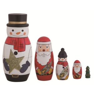 La Couche 5 De Bonhomme De Neige Matryoshka P&egrave;re No&euml;l Cadeau D'anniversaire En Bois - Neuf