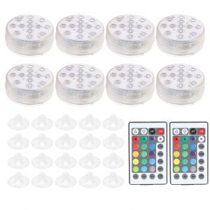 Hjlian Lot De 8 Lampes Submersibles Avec Ventouse Magnetique, 16 Couleurs, Pour Piscine Et Aquarium - Neuf