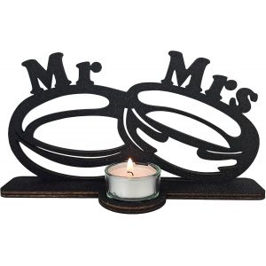 KALANKA-Waluna® Cadeau de mariage Mr Mrs pour couple de mariés - Photophore pour anniversaire de mariage - Cadeau d'argent pour mariage ou fiançailles - Décoration de table - Neuf