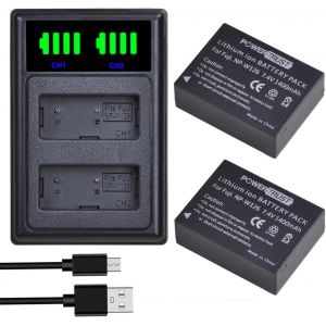 NP-W126 NP-W126s Lot de 2 batteries et chargeur pour Fujifilm XT-20, XT3, X-Pro2, X-T2, X100f, XS-10, X-T1, X-H1, X-T3, X100V - Neuf
