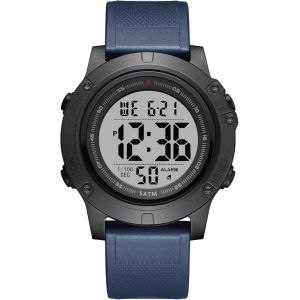 Montre Digitale Hommes,Montre De Sport &Eacute;tanche 5 Atm Avec R&eacute;tro&eacute;clairage,Date,Semaine,Mois Et Chronom&egrave;tre,Bracelet En Silicone,Grand &Eacute;cran Lcd.[J239] - Neuf