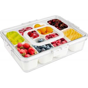 Tianyi-Boîte À Goûter Avec 8 Compartiments, Assiette À Collation Avec Couvercle Et Compartiments, Bol À Collation Amovible, Boîte À Goûter Divisée, Boîte De Rangement Avec 8 Compartiments Pour Bonbon - Neuf