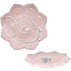 Sjzg-Plat À Bijoux En Céramique, Plateau À Bijoux Feuille Plateau À Clés, Porte-Assiettes Petit Anneau Bijoux Plaque Vide-Poche Décor De Table De Chevet Pour Table D'entrée Décor De Chambre (Petit, R - Neuf