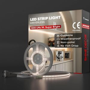 2m Bande Lumineuse LED, 220V Autocollante Silicone Bande LED &eacute;tanche IP65, SMD 2835 120 leds/m Ultra Haute Luminosit&eacute; pour D&eacute;coration Maison Cuisine Jardin Eclairage LED (Blanc Chaud) - Neuf