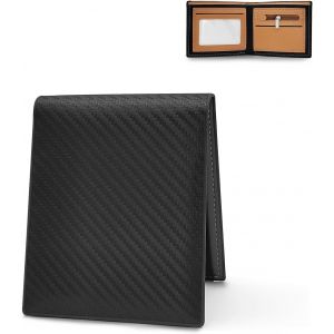 TRAHOO-Petit Portefeuille Homme Cuir Fibre de Carbone Porte Monnaie Homme RFID Portefeuille pour Homme Porte Carte, Porte Feuille Homme Mince Pochette Homme Etui Carte avec Fen&ecirc;tre ID - Neuf