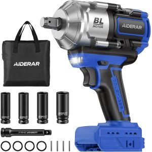 MEVRONISSHOP-1500Nm Cl&eacute; &agrave; Chocs Sans Fil 18V pour Batterie Makita, 1/2"" Boulonneuse &agrave; Choc Sans Balai, Outil 3 Vitesses, Haute Puissance, Moteur Sans Balai pour Pneus, Vis Rouill&eacute;es (Sans Batterie) - Neuf