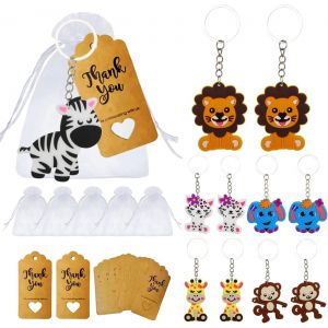 Lbgwp60-30 Ensembles De Fête Prénatale Pour Cadeau D'invité, Porte-Clés Animal De Dessin Animé,30 Sacs En Organza 30 Étiquettes De Remerciement, Pour Noël Enfants Cadeau De Fête - Neuf