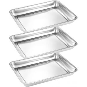 Letnerny-Lot De 3 Plats À Rôtir Profonds En Acier Inoxydable Robustes Pour Cuisson Et Cuisson Au Four - Passe Au Lave-Vaisselle - Neuf