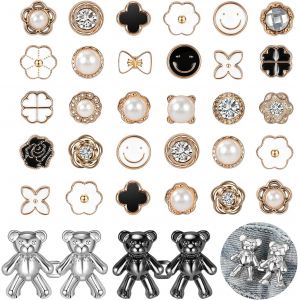 Kjdal-34 Pièces Broches Pour Femme Broche De Boutons Jeans Épingles À Bouton Sans Couture Empêcher Exposition Accidentelle Dissimulation De Chemise Serre-Taille De Pantalon Jean Réglables Clips De Pa - Neuf