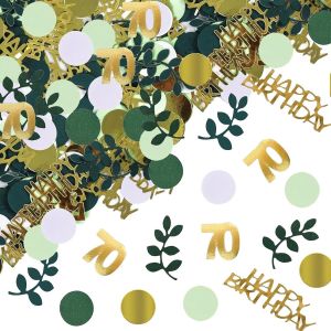 200 Pi&egrave;ces De Confettis Vert 70 Ans, Decoration Anniversaire Confettis Pour Decoration De Table, 20g Paillettes Confetti, Or Blanc Et Vert Adapt&eacute;s &Agrave; La F&ecirc;te D'anniversaire, D&eacute;coration De Mariage - Neuf