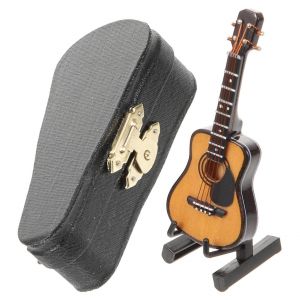 Guitare miniature avec support &iquest; Jouet d&eacute;coratif pour la maison et la poup&eacute;e &iquest; Id&eacute;e cadeau id&eacute;ale - Neuf
