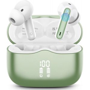 KAL-Écouteurs Bluetooth 5.4, Ecouteurs Bluetooth Sans Fil Avec Enc Réduction Antibruit Mic, 40H Hi-Fi Son Stéréo Durée De Lecture, Oreillette Sans Fil Ip7 Étanche, Écran Led, Casque Pour Android Ios, - Neuf