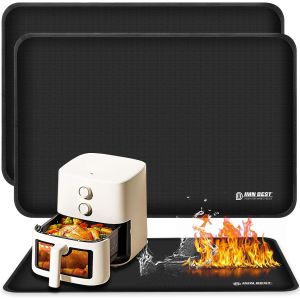 AYUHR-Tapis résistant à la chaleur, tapis résistant à la chaleur pour friteuses, tapis en silicone résistant au feu 60 x 40 cm pour plans de travail de cuisine (ferreux 35 * 45cm*2) - Neuf