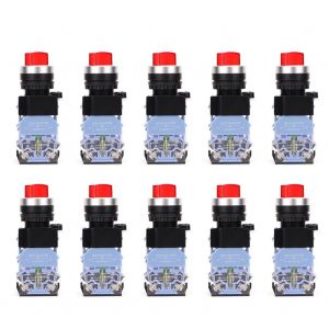Lot de 10 interrupteurs selecteurs a 2 positions BEM38-11XD/21, bouton de 22 mm (lumiere rouge) - Neuf