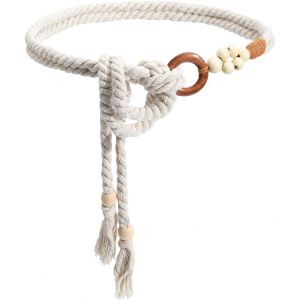 Tianyi-Ceinture En Corde Bohème Blanche Pompon Tissage Fait Main Anneau En Perles De Coton Style Bohème Longue Et Fine Chaîne Décorative Pour Vêtements Pour Femmes Robe Vêtements Décoration Diy - Neuf