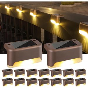 Tianyi-Lampe Solaire Jardin, [Lot De 16] Led Lumière Marche Exterieur Lampes Solaires Pour Escalier Étanche Éclairage Pour Pont Clôture Cour Terrasse Carport Allée Piscine Chemins Patio, Blanc Chaud - Neuf